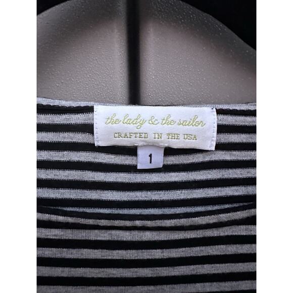 The Lady & The Sailor Jersey Striped Black & Grey Long Sleeves Tee Crew Neck S - Picture 4 of 9